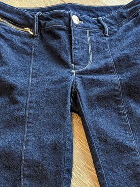 Spartina, Dark Wash Flare Low Rise, 3 Pocket Front Seam Denim Blue Jeans Size 0